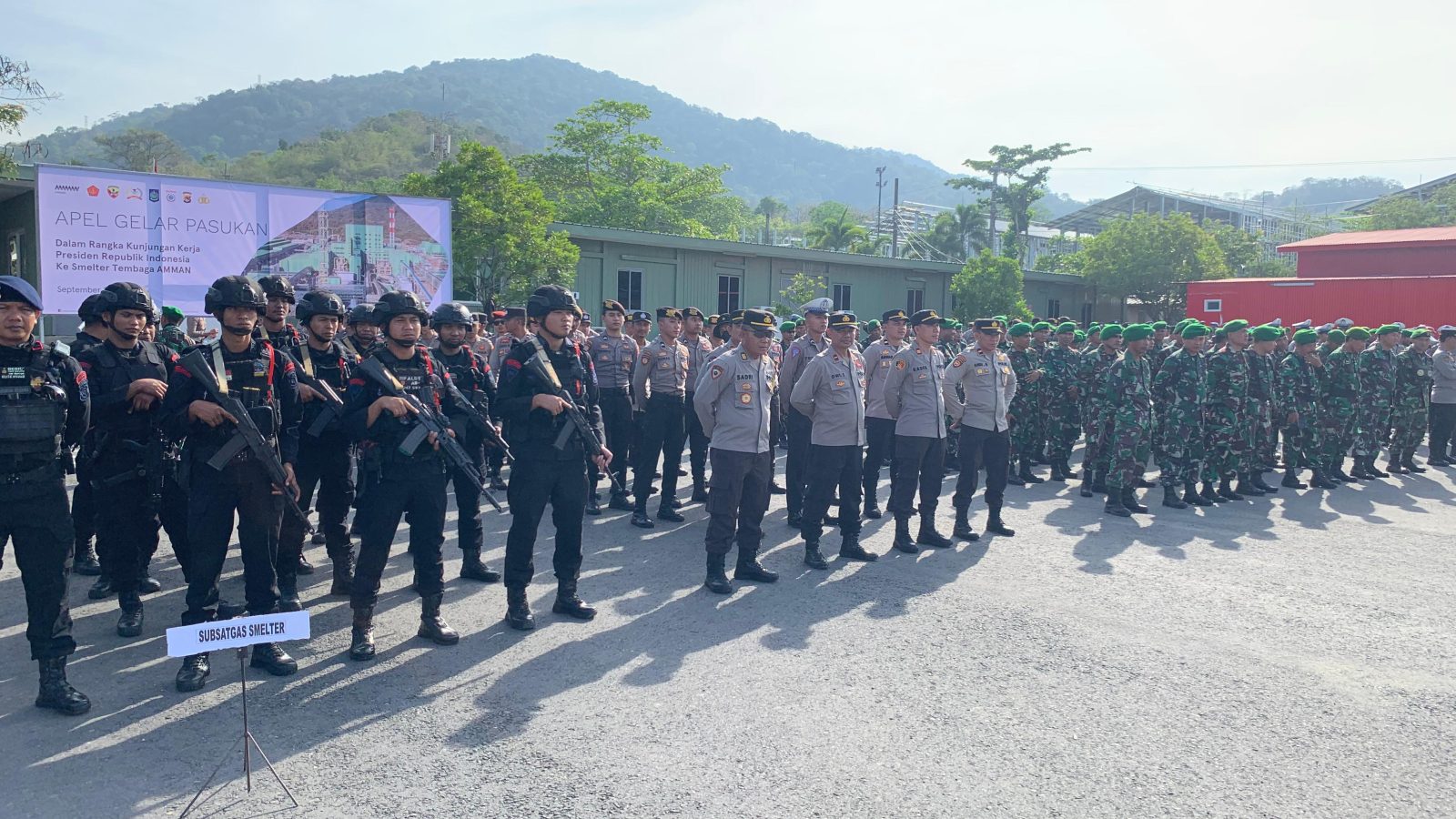 Sebanyak 234 personil Polres Sumbawa Barat Terlibat  Pengamanan VVIP Kunker Presiden ke PT. AMMAN
