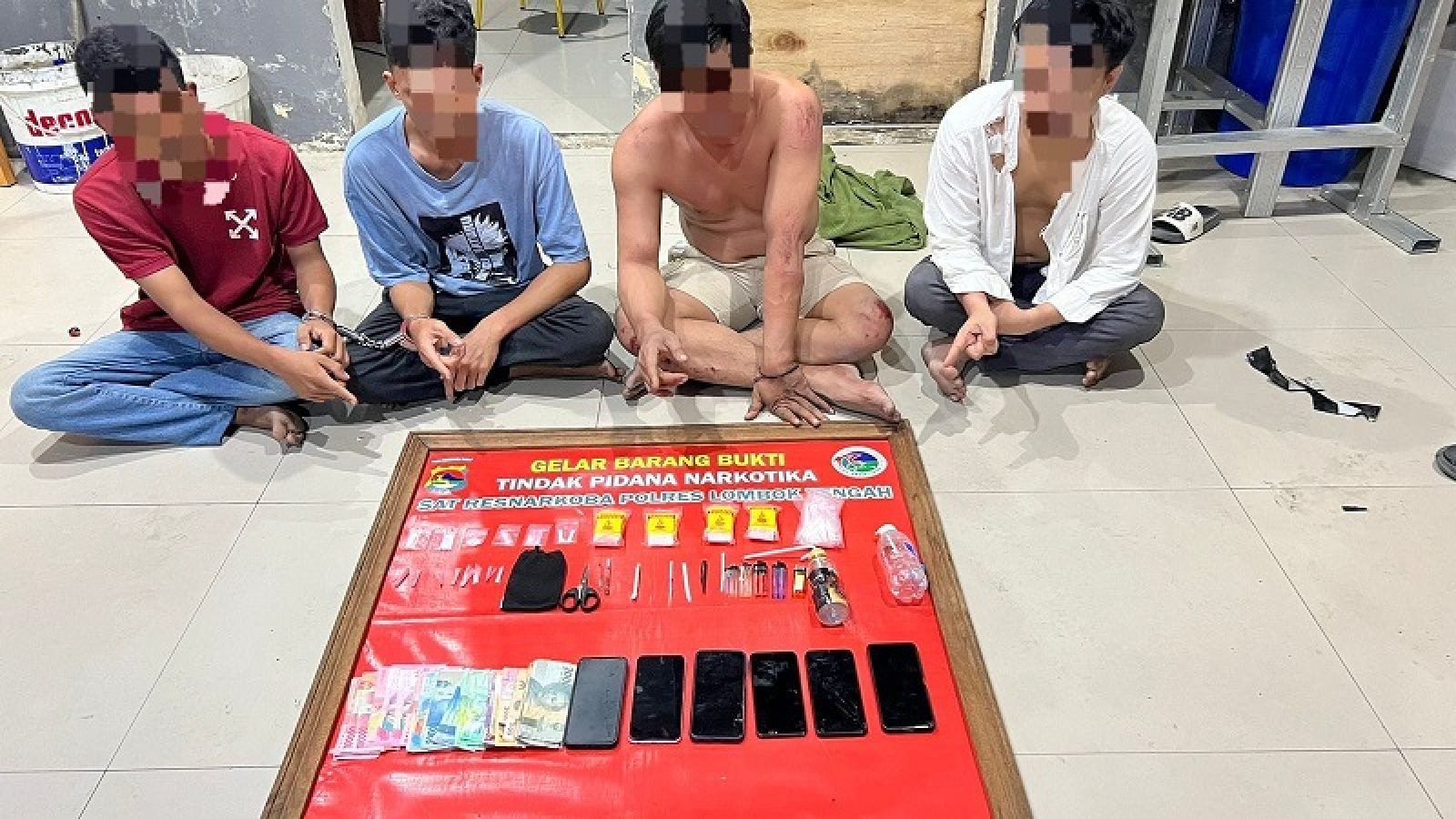 Empat Orang Terduga Pelaku.Pengedar Sabu Ditangkap  Polres Loteng 