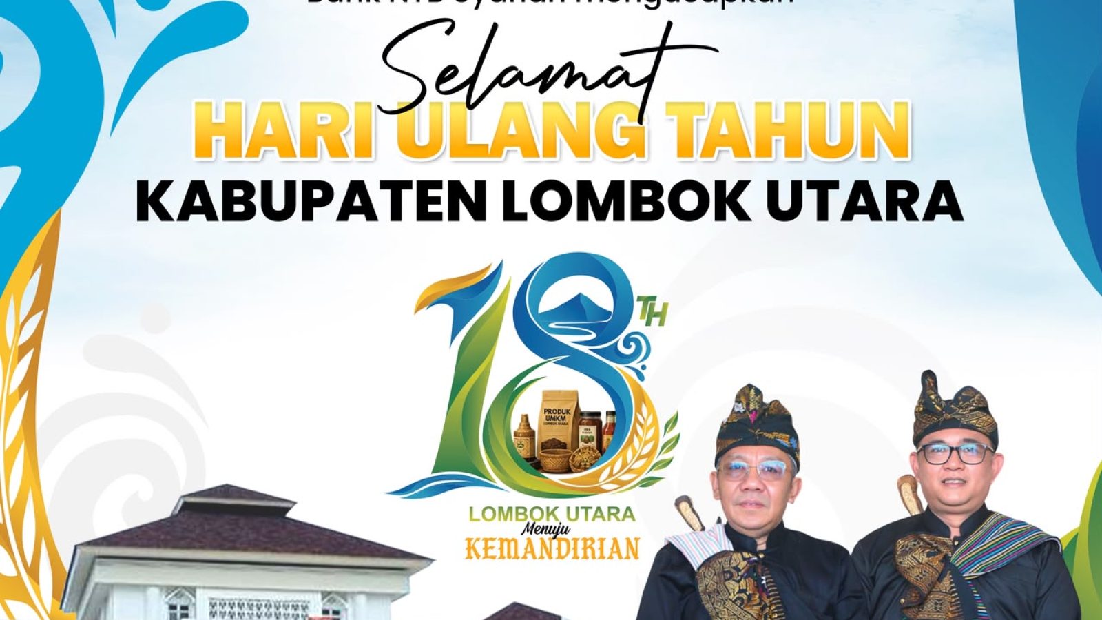 Bank NTB Syariah Mengucapkan Selamat HUT Kabupaten Lombok Utara yang ke 18